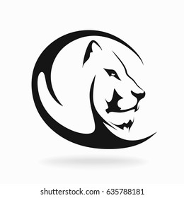 lion, black and white, on a white background