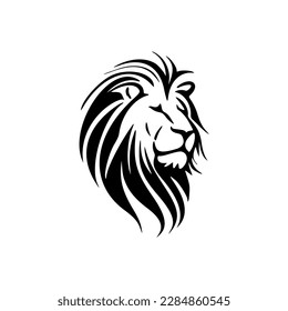 ﻿Logo of a lion in black and white, simple vector style.