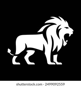 Lion black and white vector art illustration