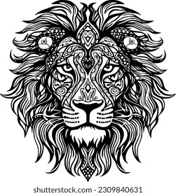 Lion | Black and White Vector illustration