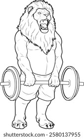 Lion Bodybuilder Dumbbell Bodybuilding Animal Vector Graphic Art Illustration