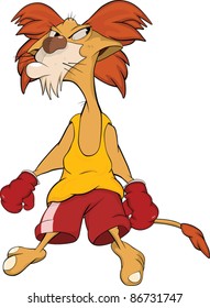 Lion the boxer. Fighter. Cartoon