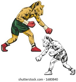 Lion Boxing Mascot for sport teams. Great for t-shirt designs, school mascot logo and any other design work. Ready for vinyl cutting.