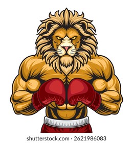 Diseño de Ilustración vectorial de mascota de boxeo de león
