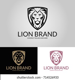 Lion brand logo.Three versions.Easy to change size, color and text. 