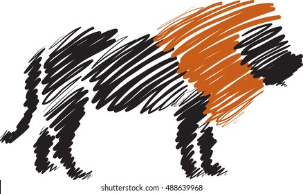 lion brush style illustration