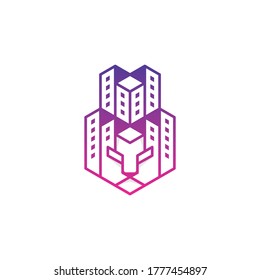 Resumen de Lion Building City Logotipo de negocios creativo moderno
