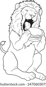 Lion Burger Animal Vector Graphic Art Illustration