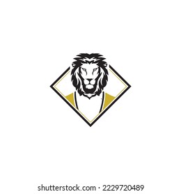 Lion in business suit logo - business lion logo