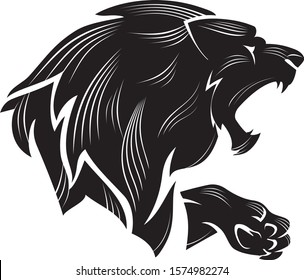 Lion Bust Calligraphic Line Art