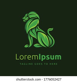 Lion by Leaf,  Animals and Environments Vector Design. lion logo by leaf, lion design by leaf.