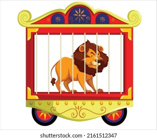 Lion Cage Character On White Background Stock Vector (Royalty Free ...