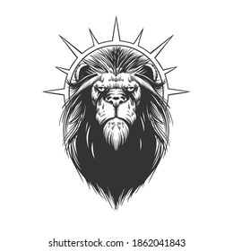 A lion. Can be used as a sketch of a tattoo.
