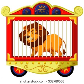 Lion in carnival cage illustration