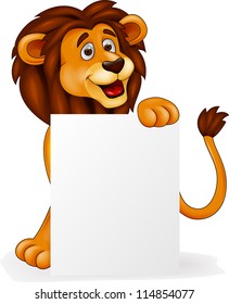 Lion cartoon with blank sign