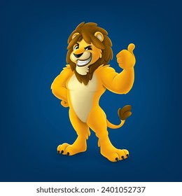 lion cartoon character cheerful smiling with hand ok sign