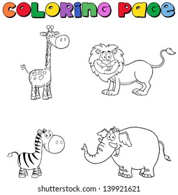 Lion Cartoon Character. Vector Collection Set
