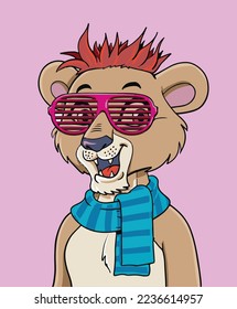 Lion. Cartoon character. Vector illustration.