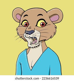 Lion. Cartoon character. Vector illustration. 