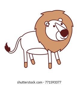 lion cartoon in color sections silhouette with thick contour