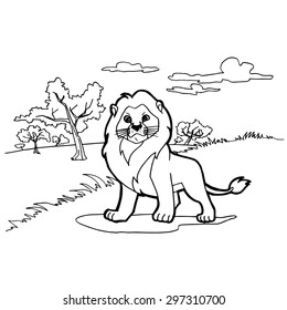 Lion Cartoon Coloring Pages Vector Stock Vector (Royalty Free ...