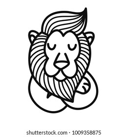 Lion. Cartoon cool animal illustration. King of the jungle series cartoon.