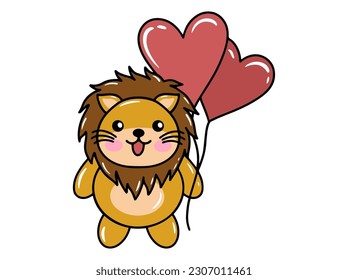 Lion Cartoon Cute for Valentines Day