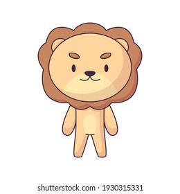 lion cartoon doodle hand drawn concept vector kawaii illustration.