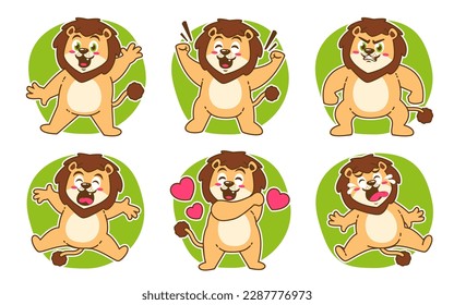 lion cartoon expression stickers pack