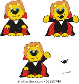 lion cartoon halloween pack in vector format
