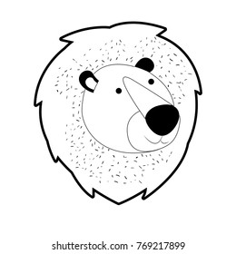 lion cartoon head in black silhouette with thick contour
