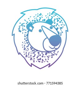 lion cartoon head in degraded blue to purple color silhouette