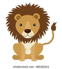 Lion cartoon icon. Wild animal theme. Isolated design. Vector illustration