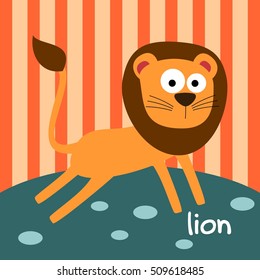 Lion cartoon kids drawing with colorful background. Vector illustration design.