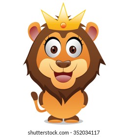 Lion Cartoon - King Of The Jungle With Crown