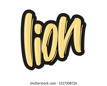 Lion cartoon lettering text. Vector illustration for print and advertising