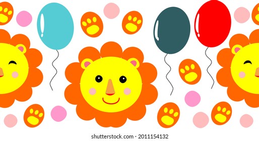 Patrón de dibujos animados de león, Perfecto para ilustración, fondo, patrón, icono, logotipo, papel pintado, papel de ajuste, impresión en tela, etc.