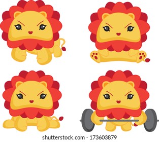 Lion cartoon set 