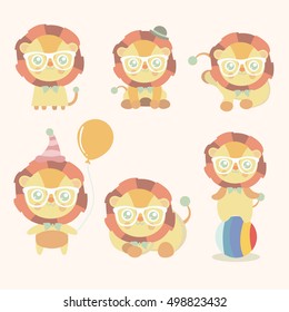 Lion cartoon set