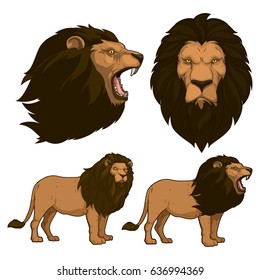 lion cartoon set