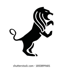 Lion cartoon sihouette logo concept. Stand Lion logo