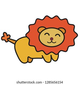 Lion in cartoon style. On white background, vector illustration