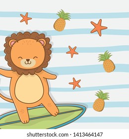 Lion cartoon and summer season design