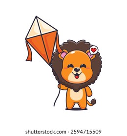 Lion cartoon vector illustration playing kite
Design element for poster, brochure, web, mascot, sticker, logo and icon.