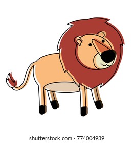 lion cartoon in watercolor silhouette with thin contour