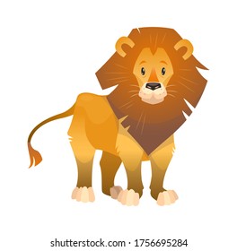 Lion. Cartoon wild animal. Nature africa tropical character. Safari cat isolated on white background cute gradient vector illustration