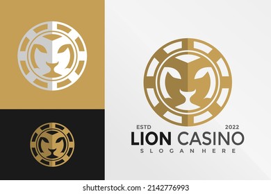 Lion Casino Poker Logo Design Vector illustration template