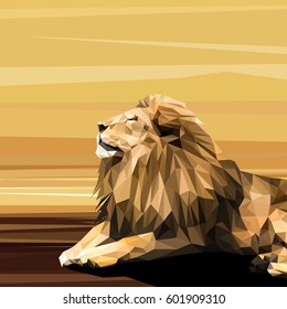 Lion cat animal low poly design. Triangle vector illustration.