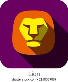 Lion, Cat breed face cartoon flat icon design