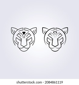 lion, cat, tiger head icon logo symbol vector illustration design simple line art